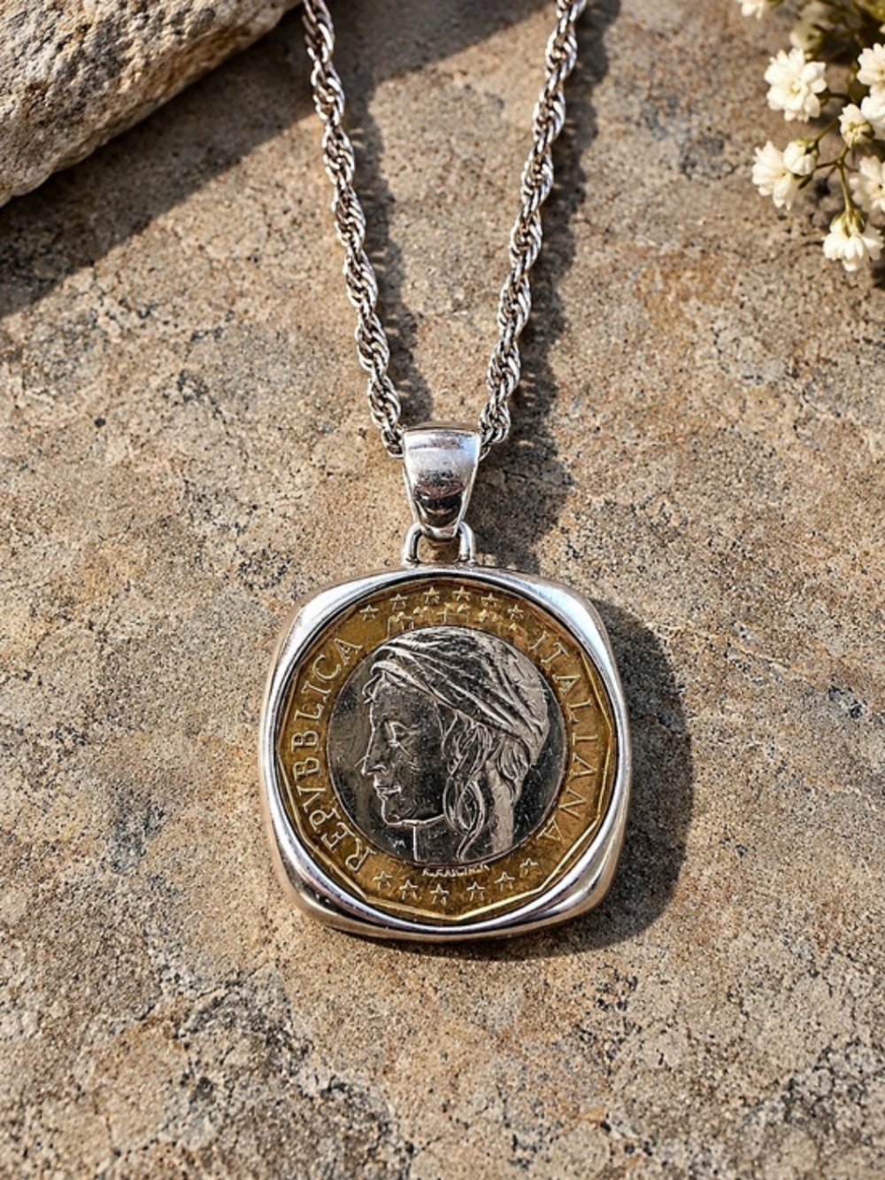 Milor Two-Tone Coin Pendant Necklace